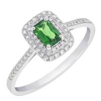 Zlatý prsteň s emerald tsavorit granátom a diamantmi Zawy
