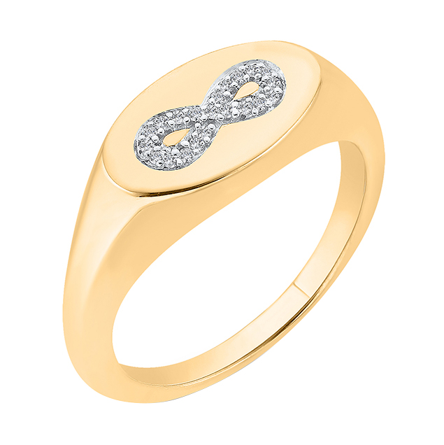 Zlatý diamantový pečatný prsteň so znakom nekonečna 63881