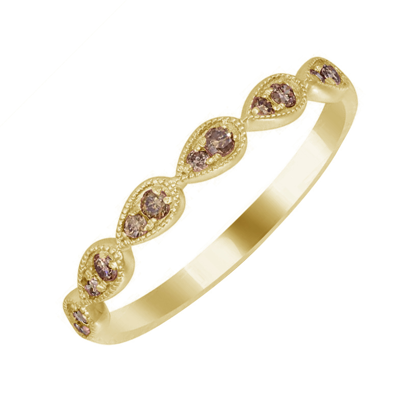 Zlaty prsteň s champagne diamantmi 69711