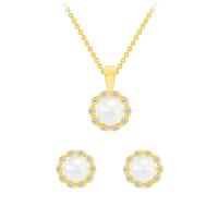 Strieborná perlová kolekcia náušnic a náhrdelníku s diamantmi Ladasha