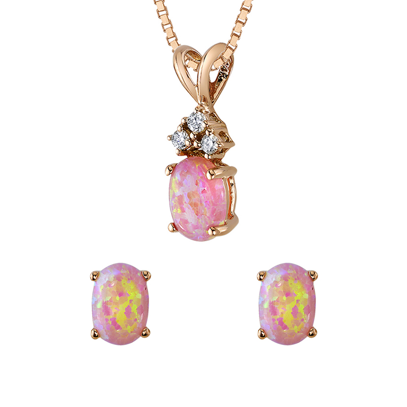 Kolekcia šperkov s oválným ružovým opálom
