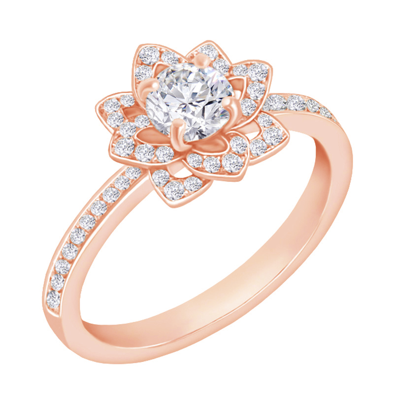 Zásnubný prsteň s diamantmi z ružového zlata 73691