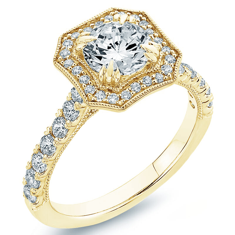 Zlatý diamantový prsteň pre zásnuby 75031