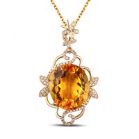 Zlatý náhrdelník s citrínom a diamantmi Ameka