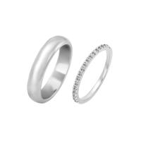 Platinový eternity prsteň s diamantmi a pánsky pologuľatý svadobný prsteň Claribel