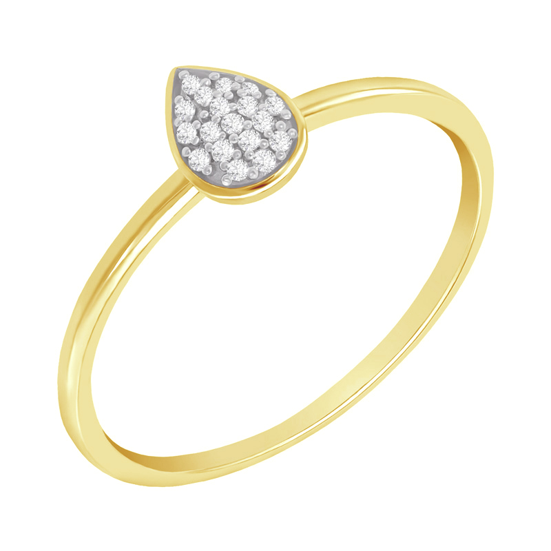 Zlatý prsteň v tvare kvapky plný diamantov Mloune 78861