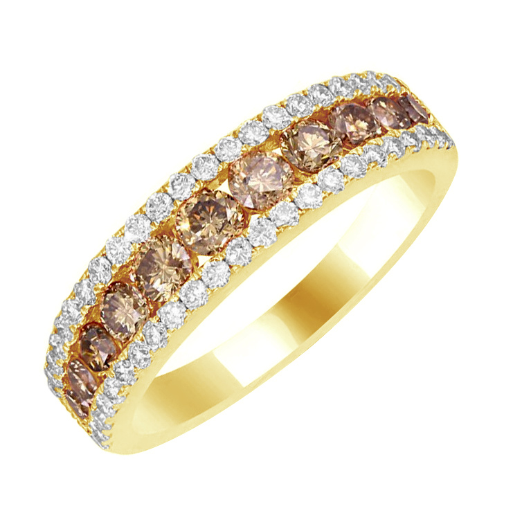 Zlatý prsteň s champagne diamantmi 78981