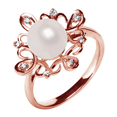 Perlový prsteň z ružového zlata
