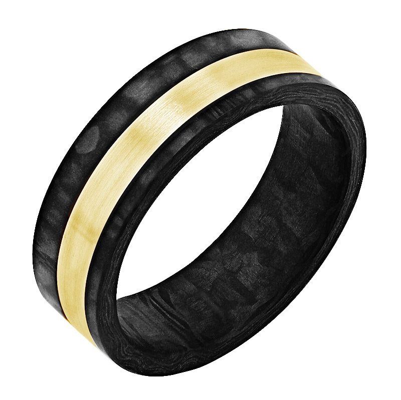 Snubný prsteň z karbonu a zo zlata 80121