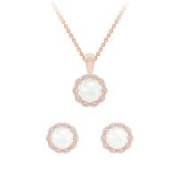 Zlatá perlová kolekcia náušnic a náhrdelníku s diamantmi Ladasha