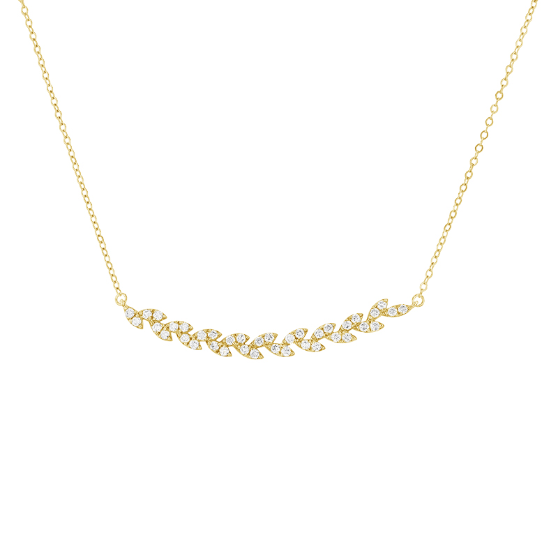 Diamantový náhrdelník v tvare lístočkov zo žltého zlata 83091