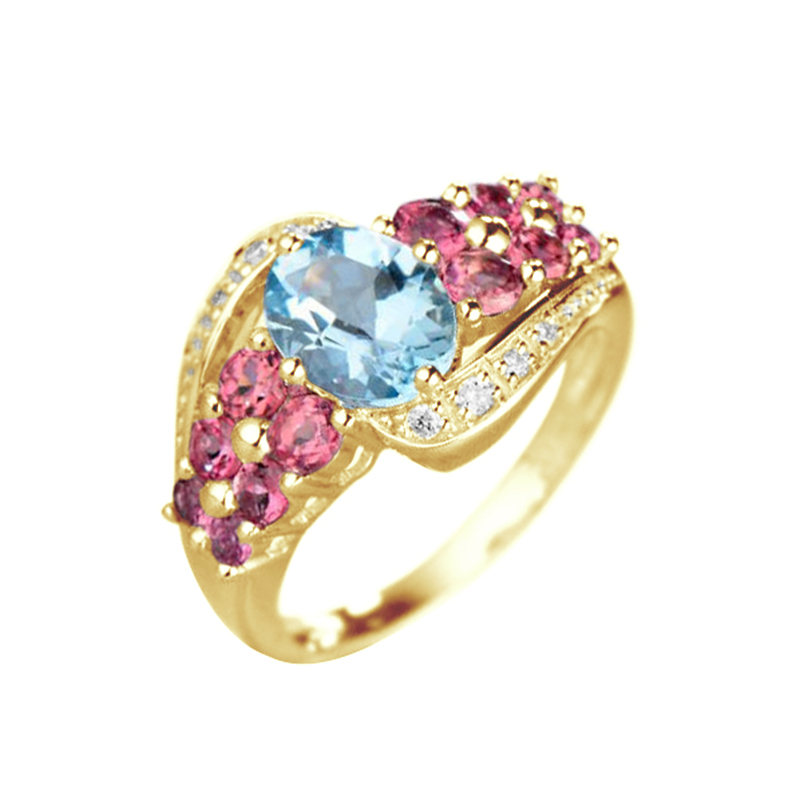 Topásový prsteň s turmalínmi a diamantmi Cyzarine 83101