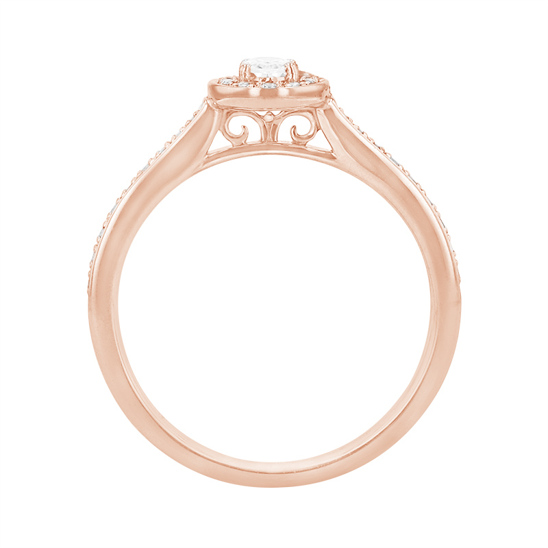 Pôvabný halo prsteň s blyšťavými diamantmi zo zlata 84311