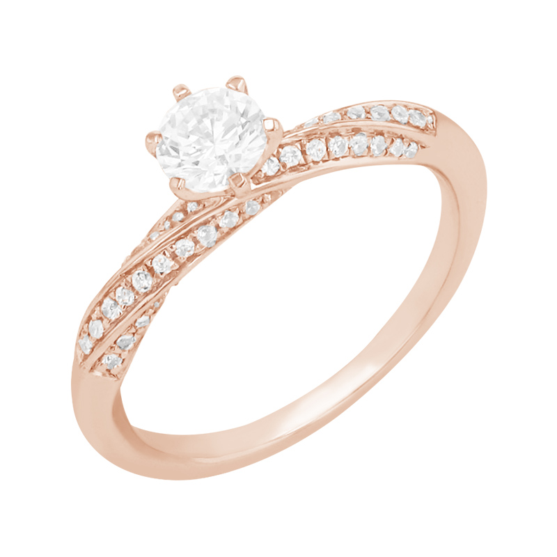 Zásnubný prsteň s postrannými diamantmi z ružového zlata 85771