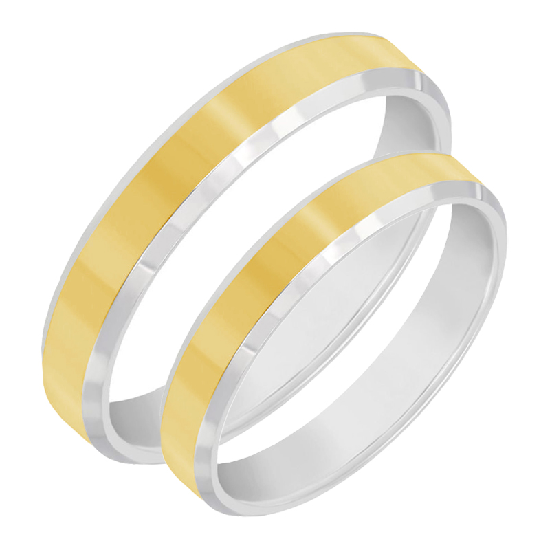 Snubné prstene z kombinovaného zlata so skosenými hranami