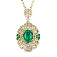 Zlatý náhrdelník so smaragdmi a diamantmi Sayes