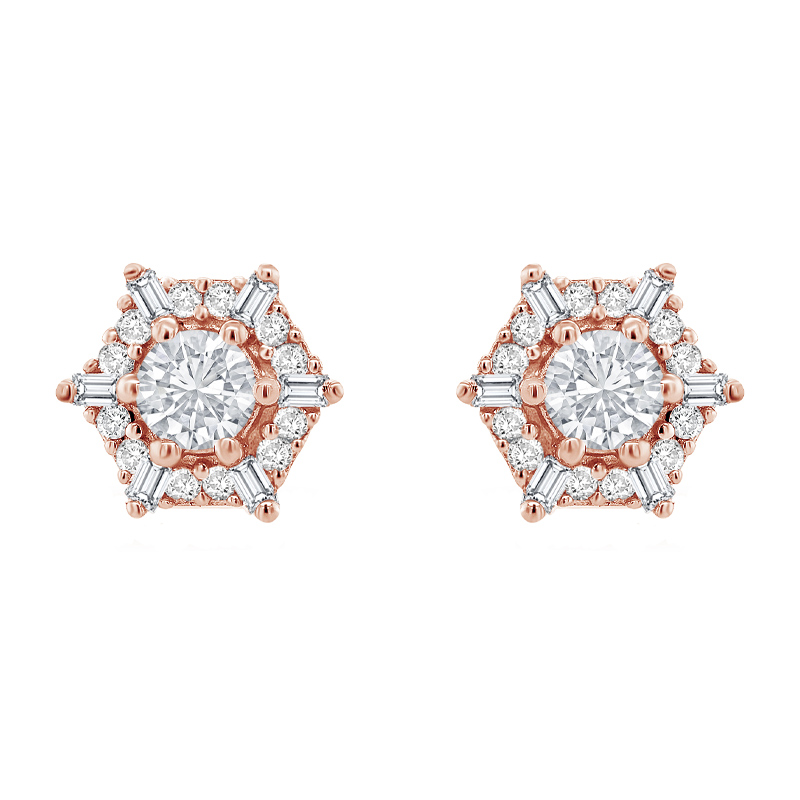 Diamantové náušnice v tvare hexagon 92981