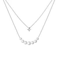 Dvojitý náhrdelník so zirkónom a perlami Marino