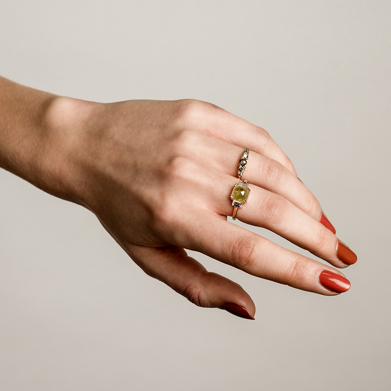 Zlatý prsteň so salt and pepper diamantmi Hermina 97061