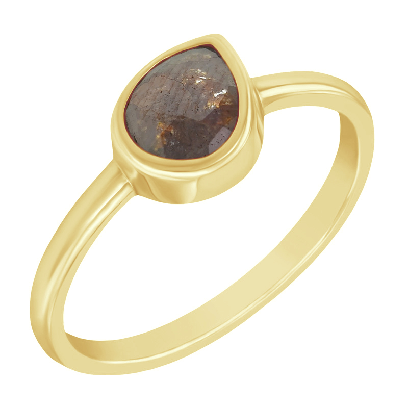 Zlatý prsteň s hnedým pear diamantom Abihu 97451