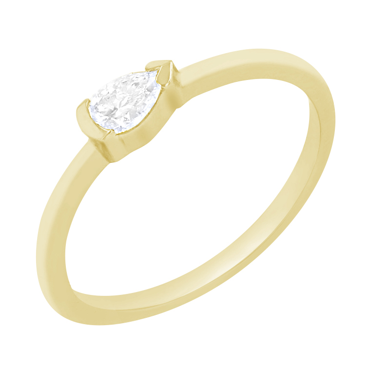Zlatý prsteň s pear 0.19ct IGI certifikovaným diamantom 100282