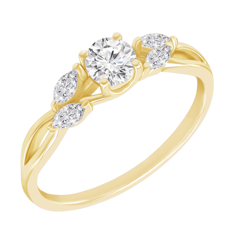 Zásnubný prsteň s moissanitom a marquise diamantmi Fera 100462