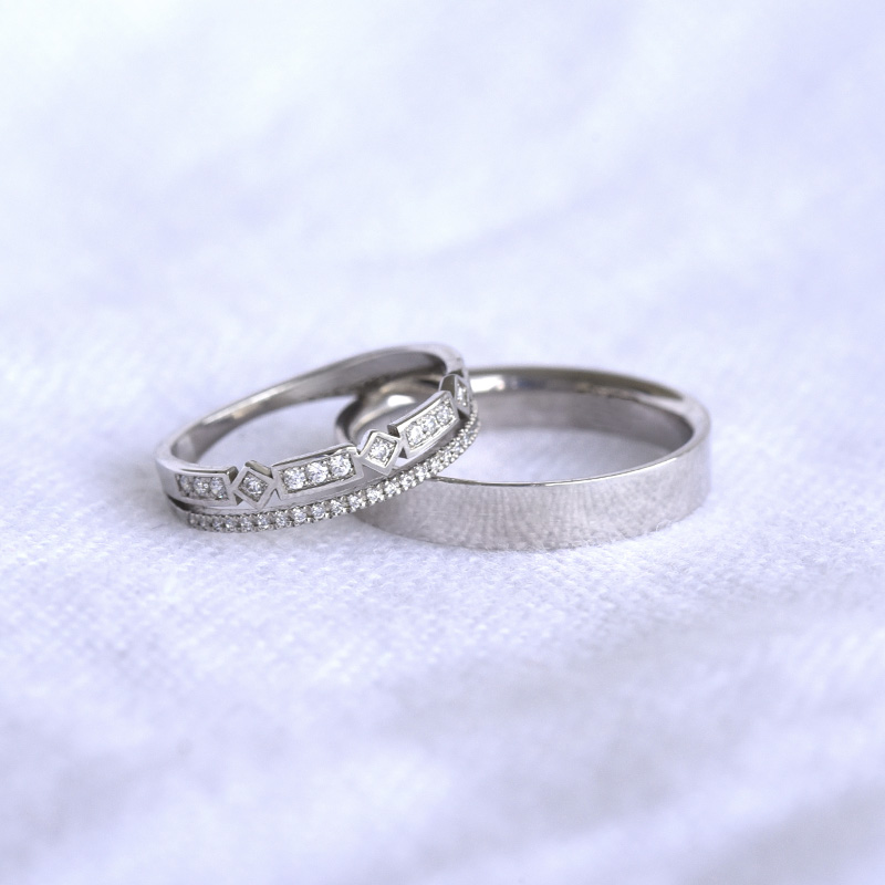 Dámsky prsteň s lab-grown diamantmi a pánsky plochý prsteň Payton 102202