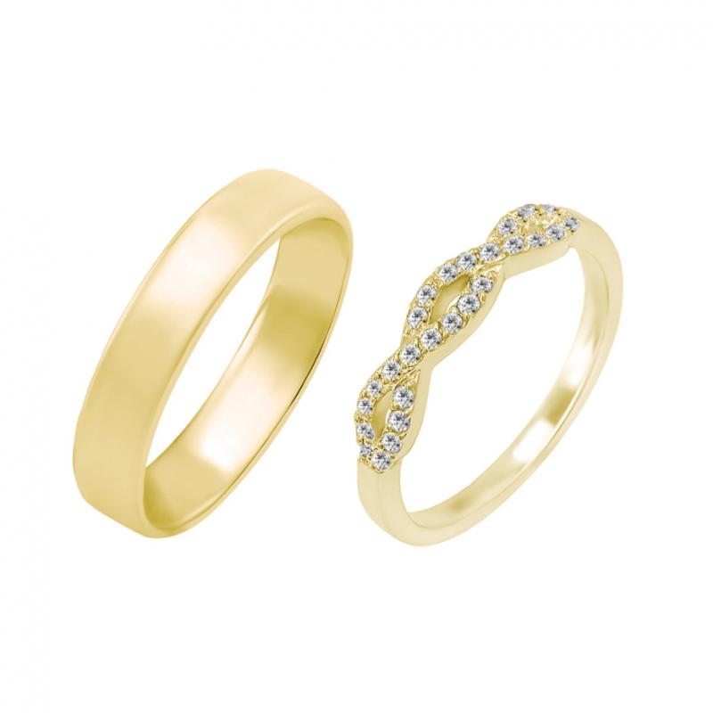 Infinity prsteň s lab-grown diamantmi a pánský komfortný prsteň Cosette 102272