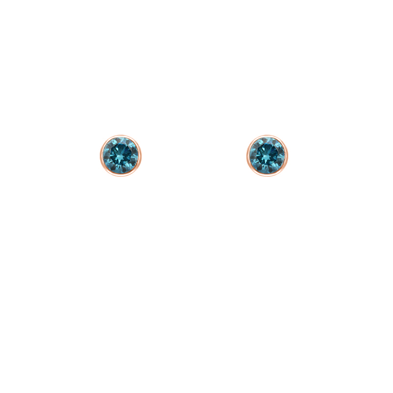 Strieborné minimalistické bezel náušnice s modrými diamantmi Viosa