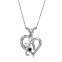 Strieborný prívesok v tvare srdca s čiernym a bielym diamantom Diogo
