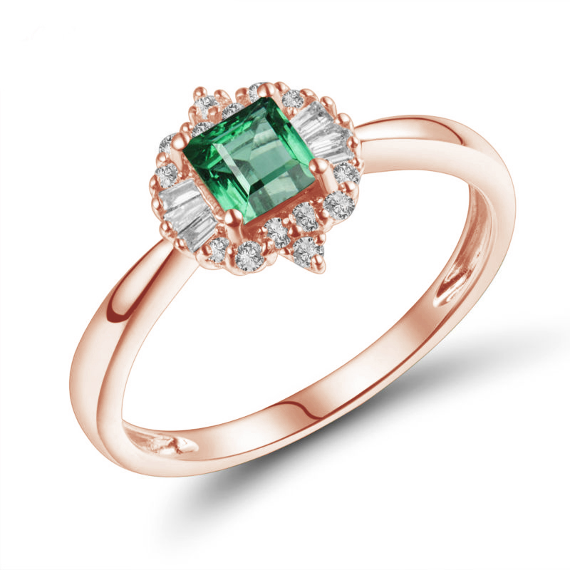 Smaragdový zlatý prsteň s diamantmi Brant 104652