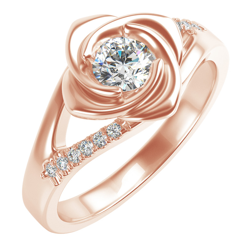 Zlatý prsteň v tvare ruže s diamantmi Luwe 104822