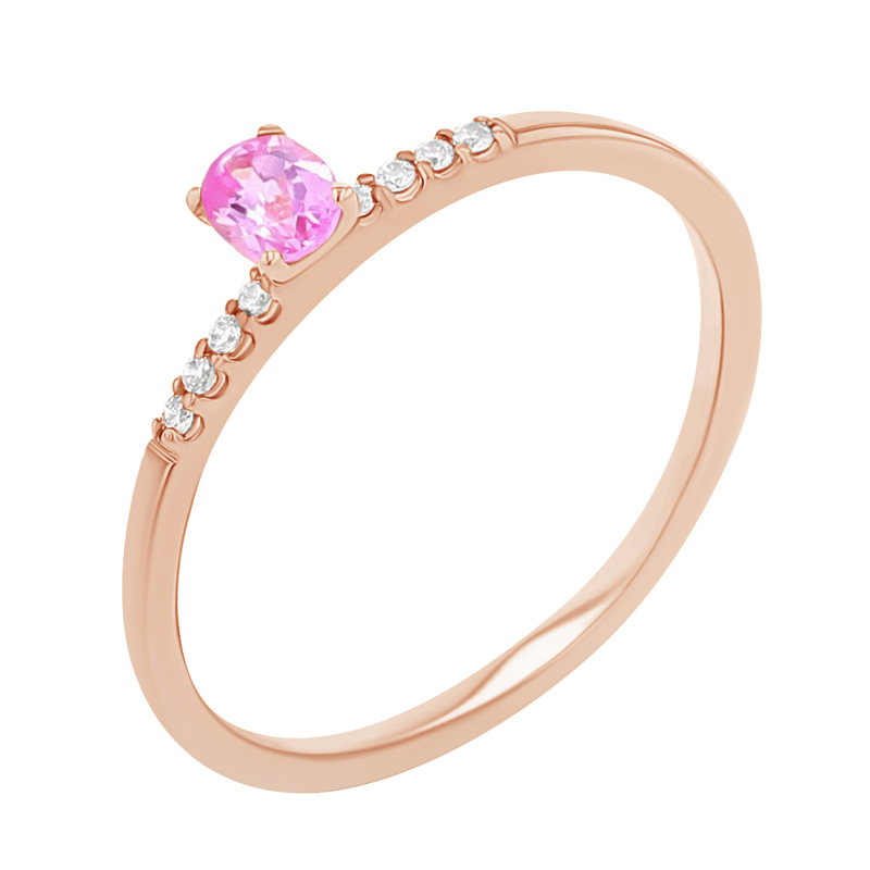 Zásnubný prsteň s ružovým zafírom a lab-grown diamantmi Mahsa 113012