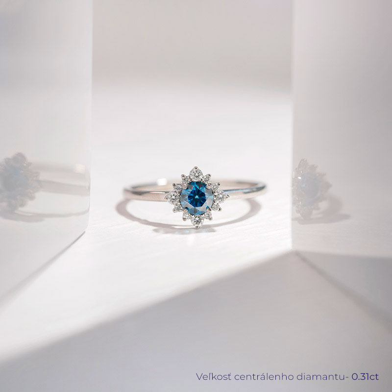 Zásnubný prsteň s certifikovaným fancy blue lab-grown diamantom Kascha 114152