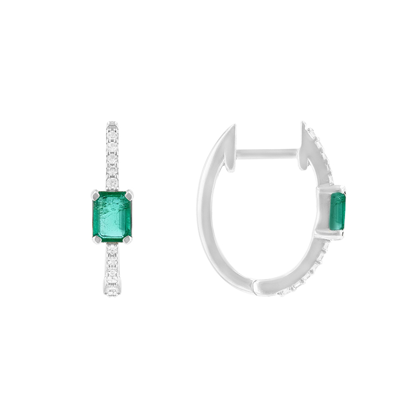 Kruhové náušnice s diamantmi a smaragdmi Naray 116472
