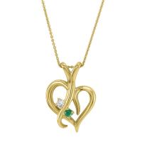 Zlaté srdce so smaragdom a diamantom v náhrdelníku Elyzza