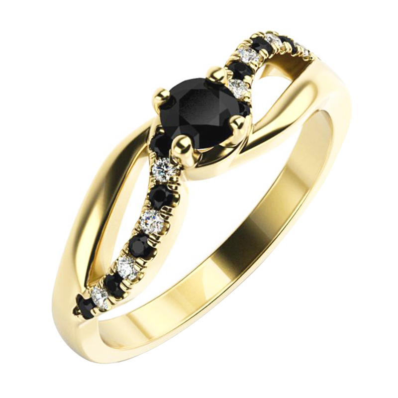 Zásnubný prsteň s čiernymi diamantmi Damica 119342