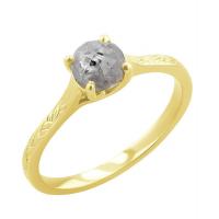 Zlatý ručne rytý prsteň so salt and pepper diamantom Estella
