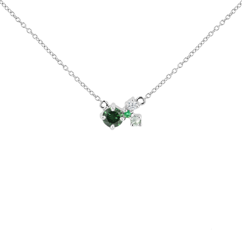 Cluster náhrdelník so zeleným diamantom a drahokamami Maizie 124672