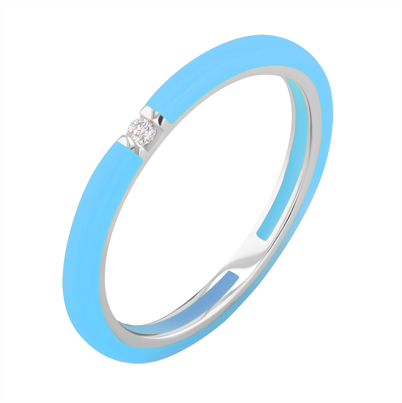 Modrý keramický prsteň s diamantmi Sancha