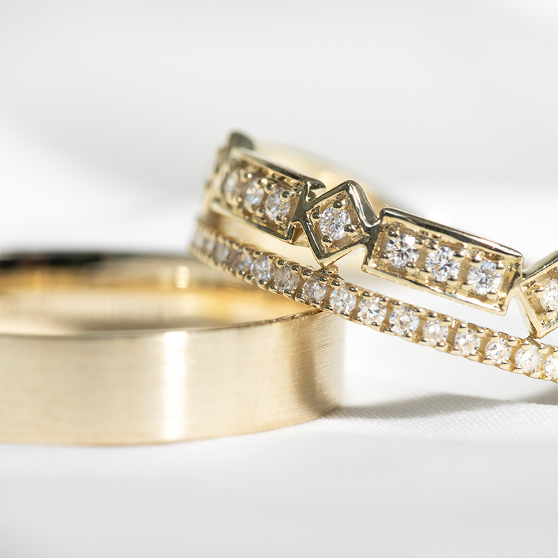 Dámsky prsteň s lab-grown diamantmi a pánsky plochý prsteň Payton 128652