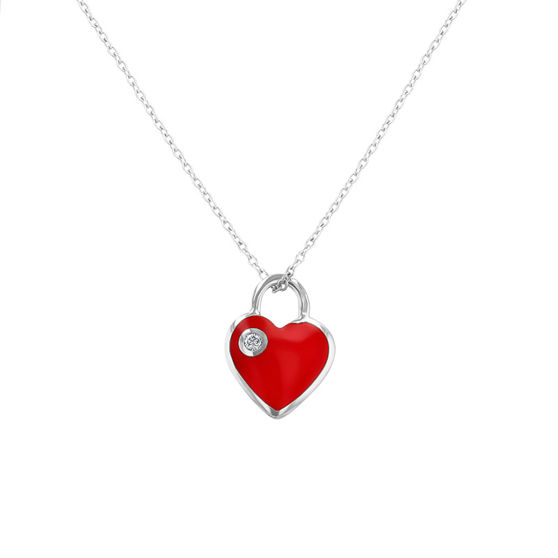 Červený keramický prívesok v tvare srdca s diamantom Cristina 128712