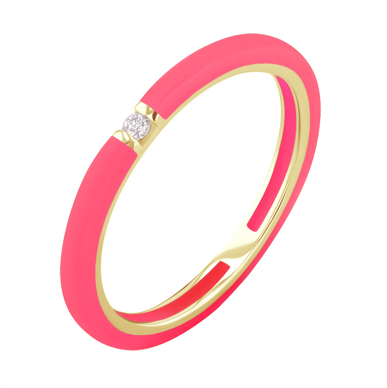 Ružový keramický prsteň s diamantmi Sancha 128742
