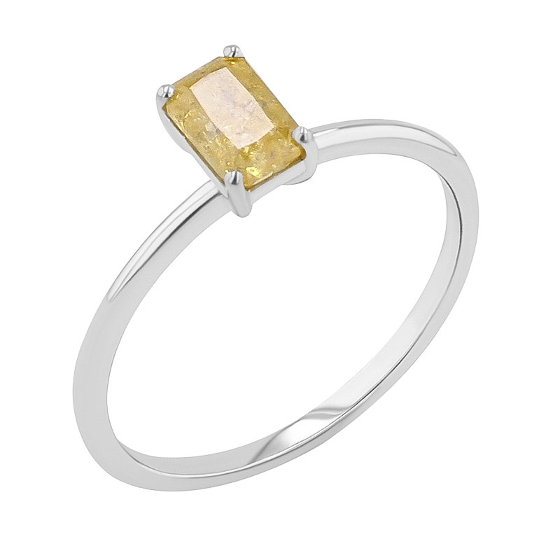 Zlatý prsteň so žltým emerald salt and pepper diamantom Shea