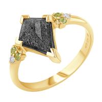 Neobyčajný prsteň s dendritickým krištáľom a olivínom Floki