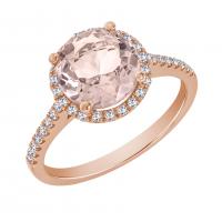 Prsteň z ružového zlata s morganitom a diamantmi Dulia
