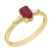 Zásnubný prsteň s rubínom a baguette diamantmi Harmony