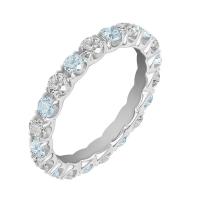 Platinový eternity prsteň s akvamarínmi a diamantmi Calyvorri