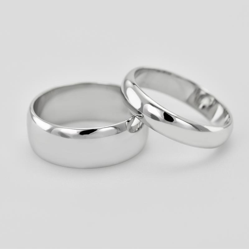 Pologuľaté svadobné prstene z bieleho zlata 22802