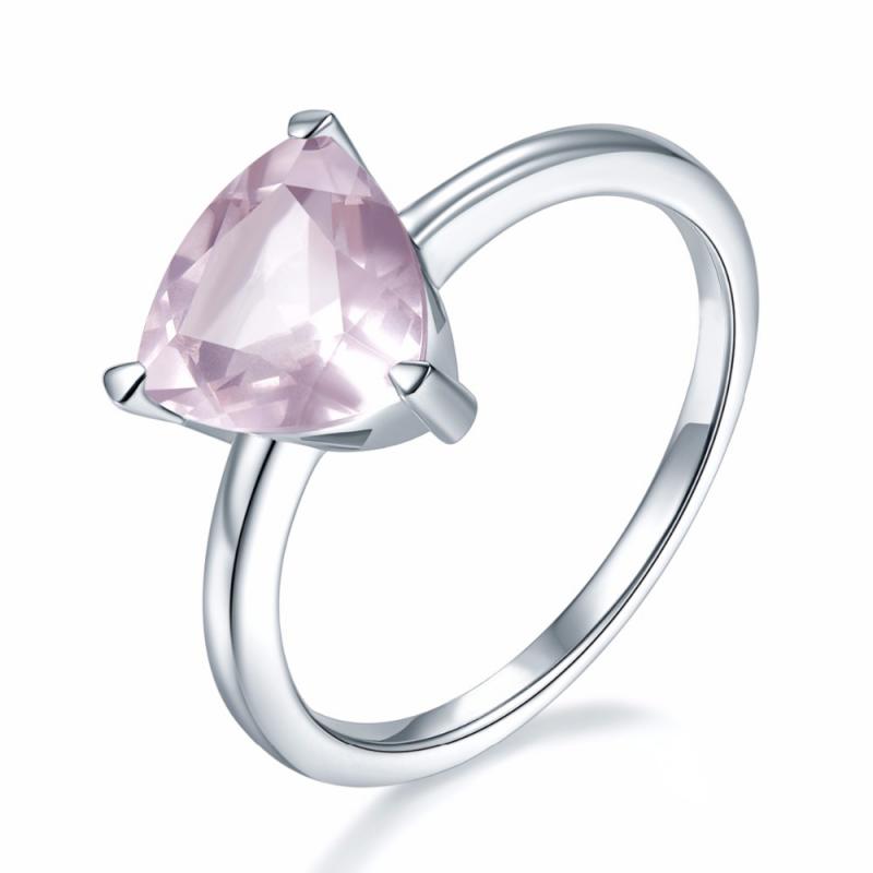  Ružový quartz na striebornom prsteňa Gionga
